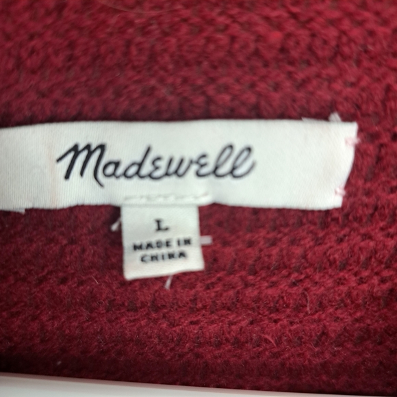 Madewell Burgundy Ribbed Long Sleeve Sweater Dress Womens Large #198 - Picture 4 of 6